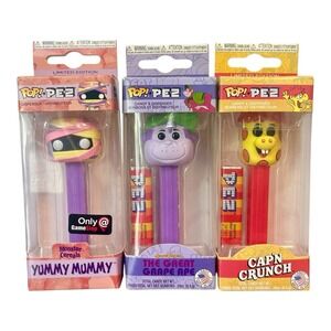 NIB Pop Pez Dispensers Hanna Barbera Yummy Mummy, Cap'n Crunch, Great Grape Ape